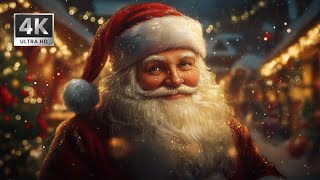 Winter Ambience  4K TV Art  Smiling Santa  Christmas Painting Screensaver [upl. by Gniliem]