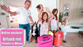 Koffer packen für 4 Kinder amp Welpe 😍 Ab in den Urlaub Großfamilie VLOG Mamiseelen [upl. by Anoved]