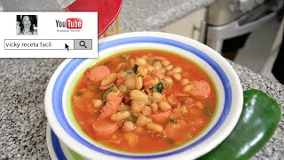 FRIJOLES CHARROS  Vicky Receta Facil [upl. by Aicek]