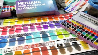 11 New colors Lets Swatch the Upgraded 52 Pretty Excellent Meiliang Watercolor Set [upl. by Kimble]