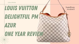 Louis Vuitton Damier Azur Delightful PM Review and Wear and Tear [upl. by Dehsar]