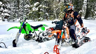 KX500 vs KTM525 big bore hill climb timbersled ripping [upl. by Haukom]