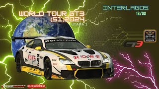 WORLD TOUR GT3 S12024  RRS  INTERLAGOS  ETAPA 1  BMW M6 GT3 LIVE COCKPITRACEROOM [upl. by Wilhelmine]