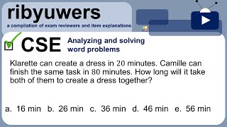 CSE ribyuwerWord Problems Work Problem 1 csereviewer cseexam civilserviceexamreviewer cse [upl. by Wistrup]