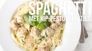 RECEPT Spaghetti met kippesto balletjes  OhMyFoodness [upl. by Naitsabas895]