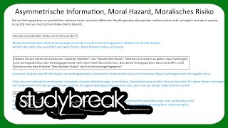 Asymmetrische Information Moral Hazard Moralisches Risiko  Mikroökonomie [upl. by Bouley]