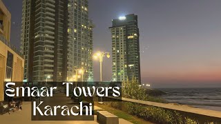 Emaar Towers Karachi  Oceanfront  Sunset 🌅 🌟 [upl. by Samira]