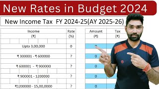 Income tax slab rates changes for FY 2024 25 AY 2025 26 in Budget 2024  Tax on salaried person [upl. by Adahsar651]