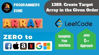 1389 Create Target Array in the Given Order  Zero to FAANG Kunal  Assignment Solution  Leetcode [upl. by Taite]