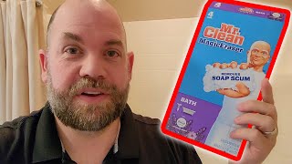 Review and demo for Mr Clean magic eraser bath soap scum remover [upl. by Cadmarr]