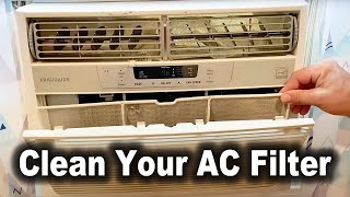 How to Clean Frigidaire Air Conditioner Filter  Model FRA105BU1 10000 BTU [upl. by Eenad]