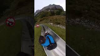 Insane speed on Alpine Slide in Switzerland going wrong on first attempt [upl. by Tymes]