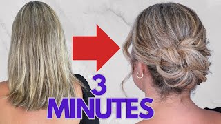 EASY messy chignon bun hairstyle for medium length hair [upl. by Pelletier]