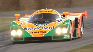 Mazda 787B  9000rpm R26B 4Rotor Engine Sound at Goodwood Hillclimb マツダ787B サウンド [upl. by Tuddor]