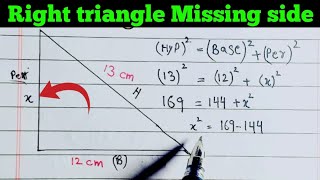 How to find missing side of Right triangle Right triangle Missing sideRight triangle [upl. by Quill889]