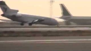 Iran Air landing without nose gear in Tehran [upl. by Ernald15]