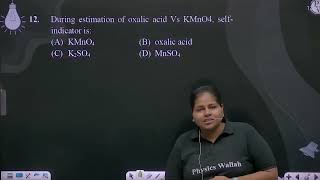 During estimation of oxalic acid Vs KMnO4 selfindicator is [upl. by Adnorrehs]