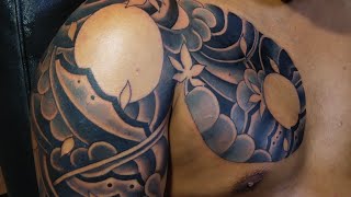 CHEST TO ARM ORIENTAL FREEHAND TATTOO [upl. by Gasperoni]