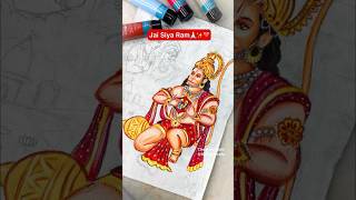 Hanuman ji Canvas Painting 😍🙏🏻Siya Ram amp Hanuman ji❤️ shorts [upl. by Hackathorn682]