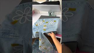 IRONON VINYL ON JEANS 🤯😍 cricut craft jeans htv heatpress craft diy [upl. by Tenom130]