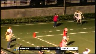 4 Branden Mitchell of St Pius X w short TD run vs Woodward [upl. by Karwan]