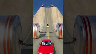 Chained Bollards vs Cars 6  BeamNG Drive beamngdrive [upl. by Airam]