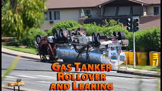 GasTanker Flips on Fletcher Spills Gas [upl. by Ahseat]