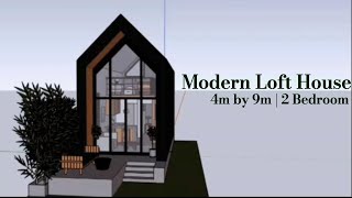 Modern Loft House Design  4m by 9m House  2 bedroom [upl. by Horner992]