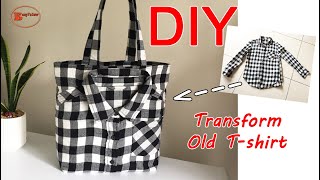 DIY Amazing tote bag with unwanted T – Shirt that you can’t wear anymore [upl. by Cindie]