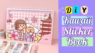 Handmade kawaii stickers book at your home  How to make a sticker book  DIY sticker book [upl. by Ahse670]