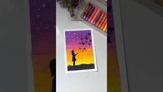 oil pastel drawing sunset scenery drawingshorts oilpastel drawing art sceneryviralviralvideo [upl. by Atalanti818]