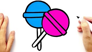 Drawing and coloring lollipop  how to draw cute  chocolate  candy  blue and pink [upl. by Mears297]