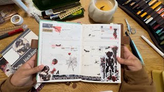 OCTOBER monthly plan with me  Hobonichi Cousin Avec  Halloween decor [upl. by Ilegna666]