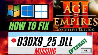 How To Fix the program cant start D3DX925dll is Missing from computer Windows 10117 3264bit [upl. by Zadack]