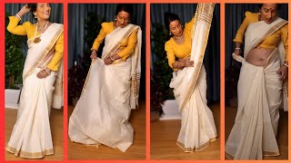 Saree draping for Maha Saptami pujo South Indian cotton Saree darping with Bengali Blouse😍 [upl. by Nesbitt131]