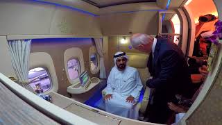 HH Sheikh Mohammed bin Rashid Al Maktoum visits New Emirates First Class Private Suite [upl. by Ahsienod515]