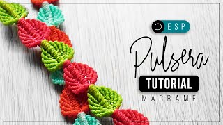 Pulsera Hojas » 🍃 tutorial  como hacer pulsera de hilo  diy ● Friendship Bracelet Leaves 178 [upl. by Carder]