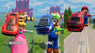 Cars vs Super Mario Characters 16 😱 BeamNGDrive  The Real Granny [upl. by Anitak]