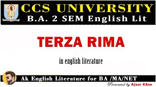 Terza rima  Terza rima in Hindi  Terza rima in English Literature  Terza rima BA 2 CCSU Meerut [upl. by Way]