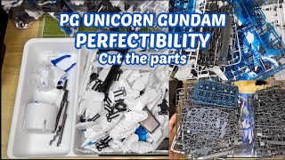 PG UNICORN GUNDAM PERFECTIBILITY Cut the parts 유니콘건담 퍼펙티빌리티 부품 자르기 [upl. by Sherlocke43]