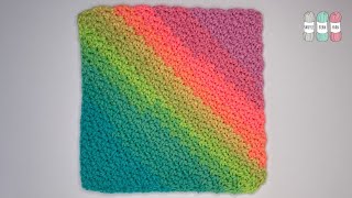 How to Crochet a Corner to Corner Wattle Stitch Square  C2C [upl. by Ynotna]