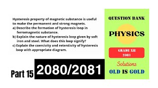 NEB Physics Class 12  Short Answer Questions  Part 15  Hysteresis Loop  Magnetism  Physics [upl. by Beattie]