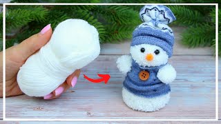 Удивительно Милый Снеговик из Ниток ⛄ Cute Yarn Snowman Making idea 🎄 Christmas decoration of wool [upl. by Aniled833]