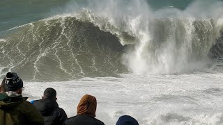 The Giant Waves of Nazaré in Portugal  25 Meters [upl. by Etnoed]