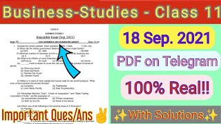 PSEB Class 11th BusinessStudies 18 Sep 2021 Exam Sample Paper॥✨100 Real Sample✨॥PSEB STUDY HALL [upl. by Thinia476]