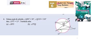 KSSM Matematik Tingkatan 3 Bab 6 sudut dan tangen bagi bulatan uji minda 61a no4 tingkatan 3 [upl. by Etta737]