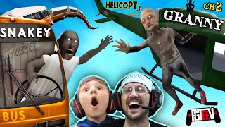 GRANNY amp Grandpa vs HELICOPTER Exclusive Ending FGTeeV Boys vs SNAKEY BUS 2in1 Games [upl. by Wendell]