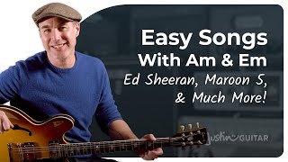 3 Easy Songs on Guitar using Em and Am  Guitar for Beginners [upl. by Holle]