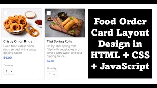 Food Order Card Layout in HTML CSS and JavaScript  ASPNET CORE [upl. by Adnoved120]