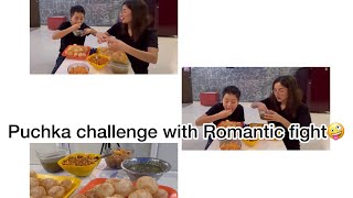 5050 puchka challenge with Romantic fight😉  Xoyean  Alisha [upl. by Orfurd]